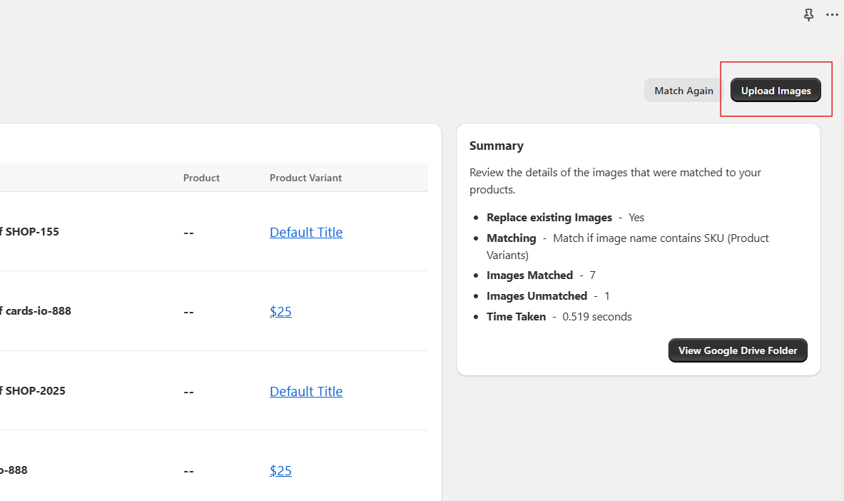 Upload Images Button