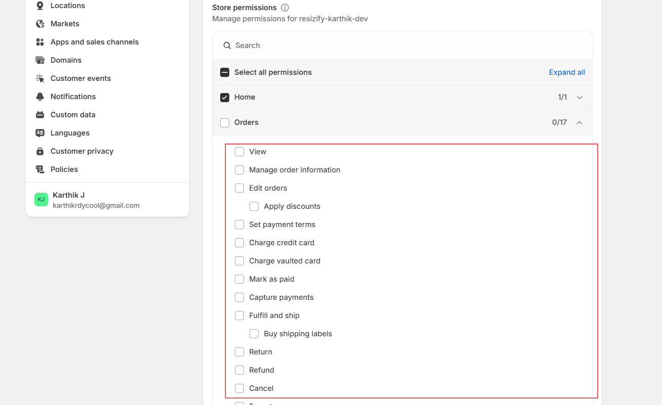 Sub-features Permissions